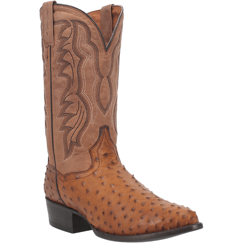 Dan Post Boots Dan Post Men's Tempe Saddle Brown/Chocolate Full Quill Ostrich Western Boots DP2323