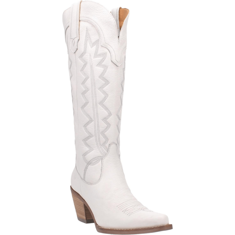 DINGO Boots Dingo Women's High Cotton White Leather Cowgirl Boots DI 936