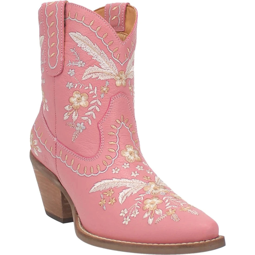DINGO Boots Dingo Women's #Primrose Pink Floral Ankle Western Booties DI 748
