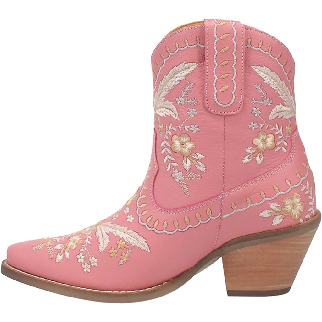 DINGO Boots Dingo Women's #Primrose Pink Floral Ankle Western Booties DI 748