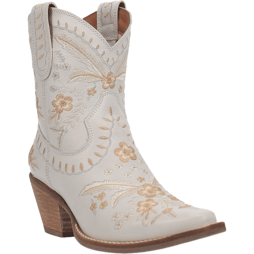 Dingo Women's Primrose White Floral Ankle Western Booties DI 748