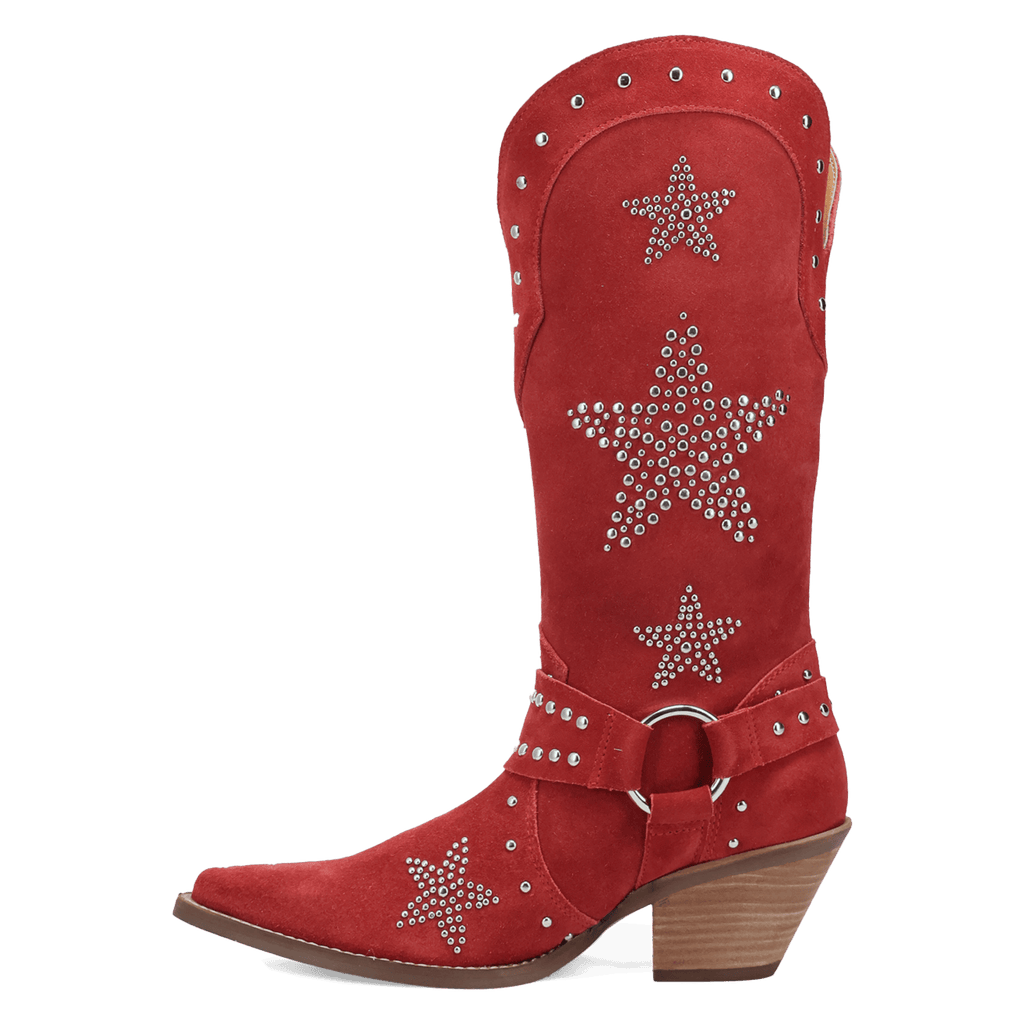 DINGO Boots Dingo Women's Red Lucky Stars Suede Leather Western Boots DI2350-RD