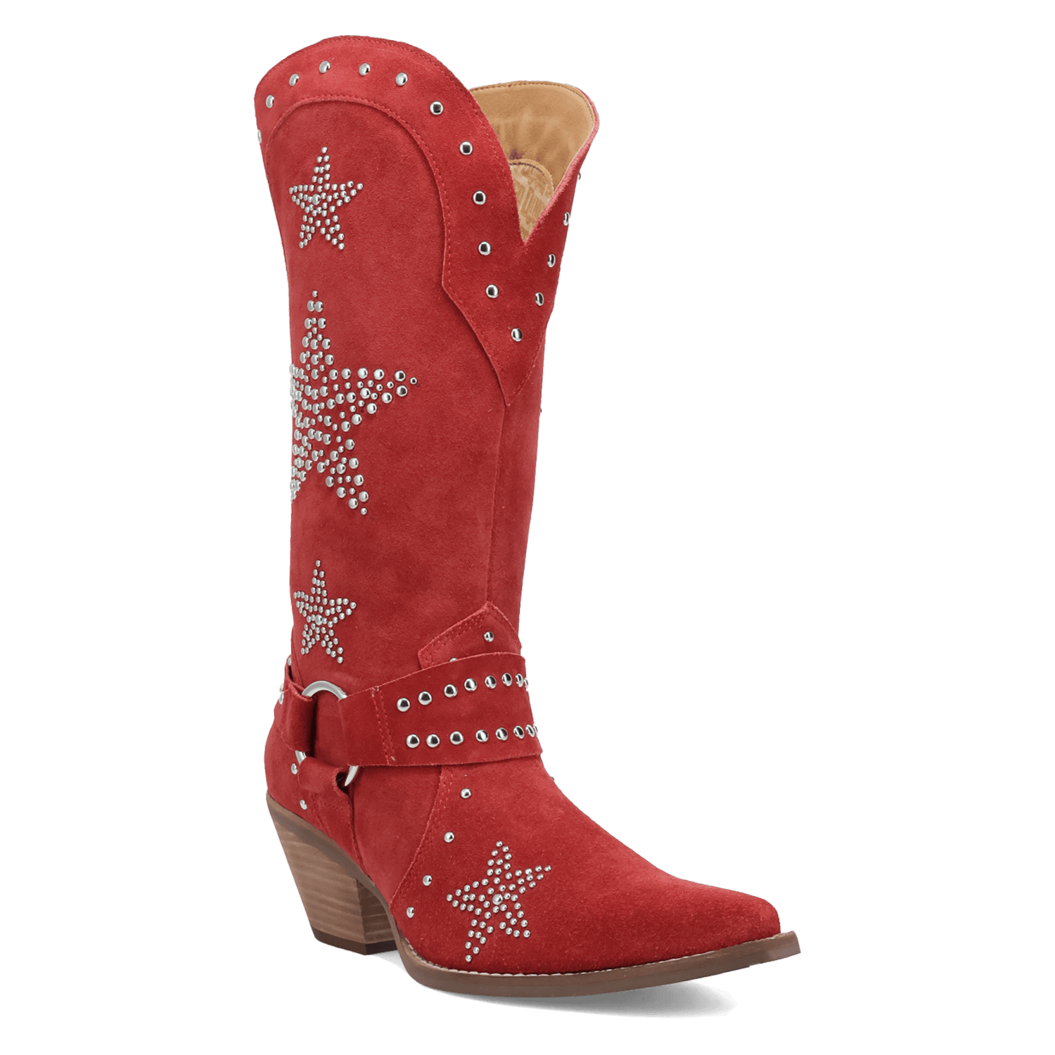 DINGO Boots Dingo Women's Red Lucky Stars Suede Leather Western Boots DI2350-RD