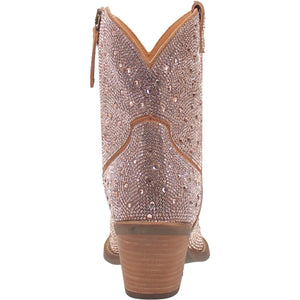 DINGO Boots Dingo Women's Rhinestone Cowgirl Rose Gold Leather Booties DI 577