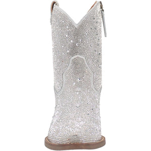 DINGO Boots Dingo Women's Rhinestone Cowgirl Silver Leather Booties DI 577