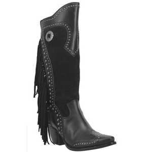 DINGO Boots Dingo Women’s #Tahoe Black Fringe Western Boots DI 547