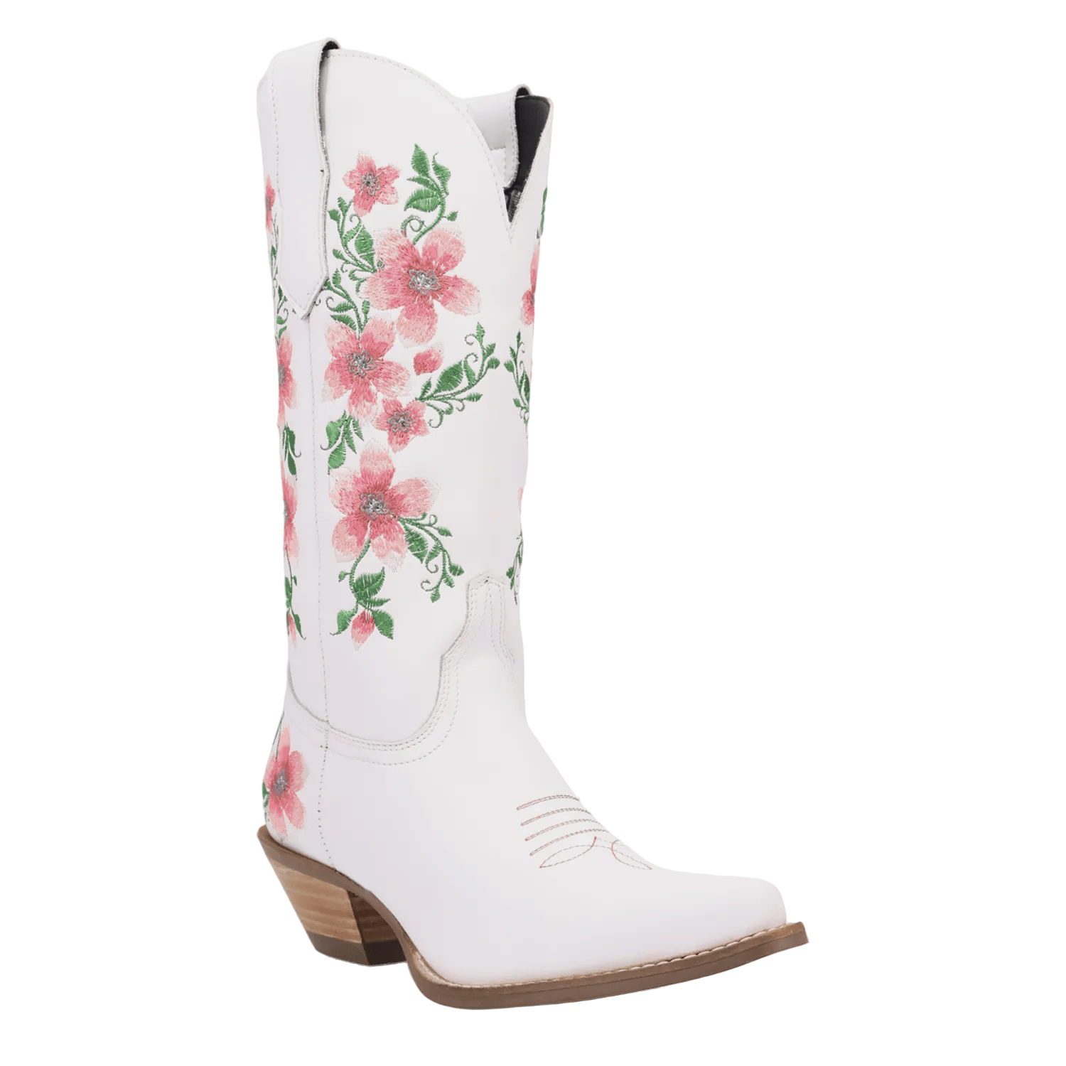 DINGO Boots Dingo Women's White and Pink Floral Posie Western Boots DI2344-PK