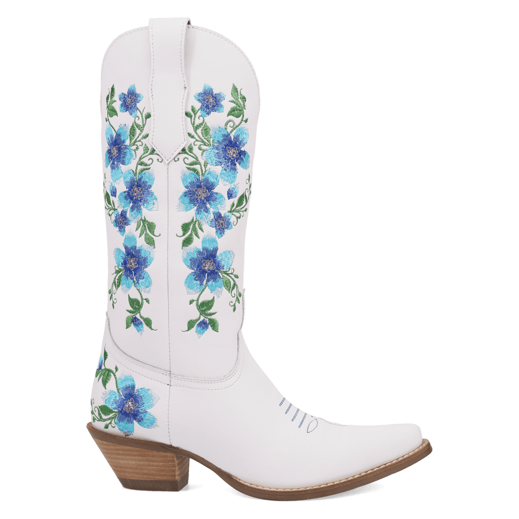 DINGO Boots Dingo Women's White & Blue Floral Posie Western Boots DI2344-BL