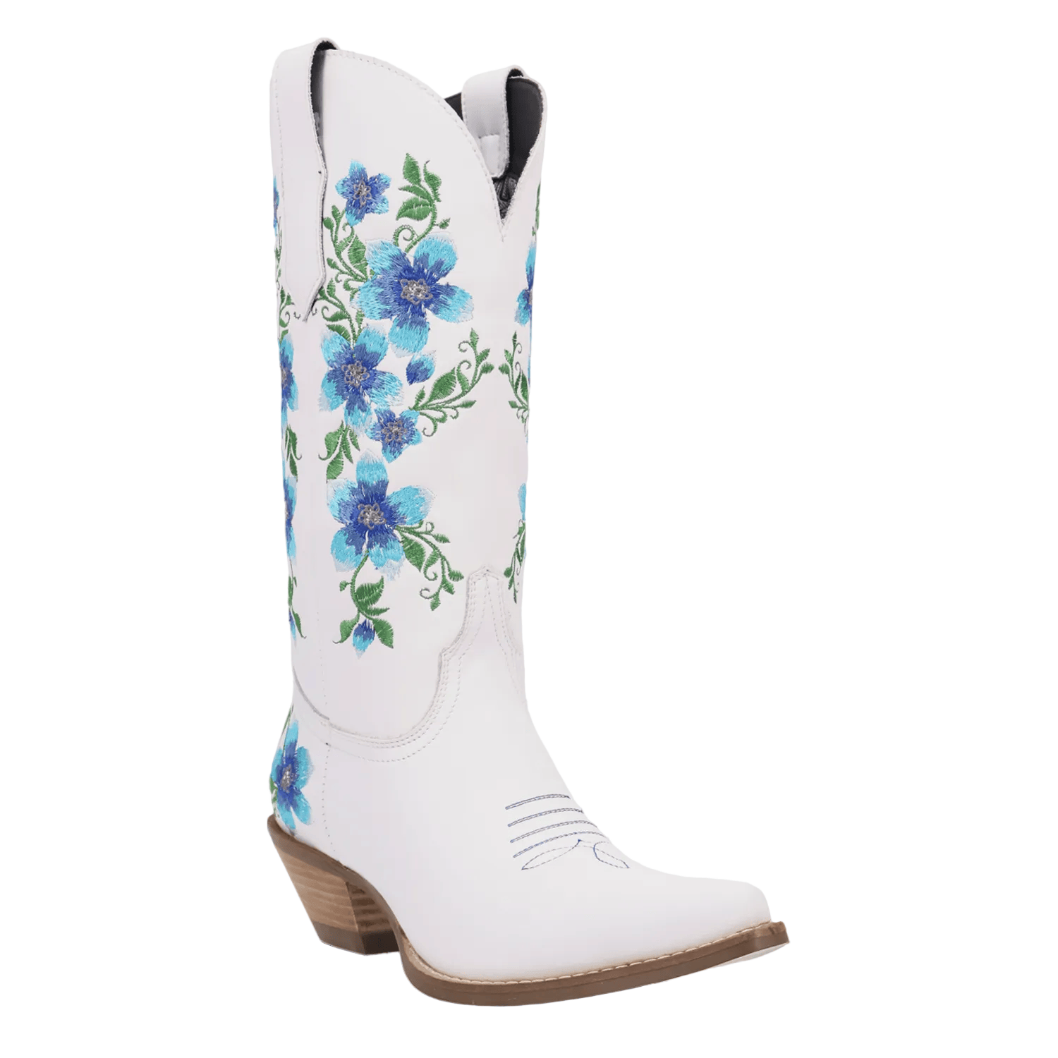 DINGO Boots Dingo Women's White & Blue Floral Posie Western Boots DI2344-BL