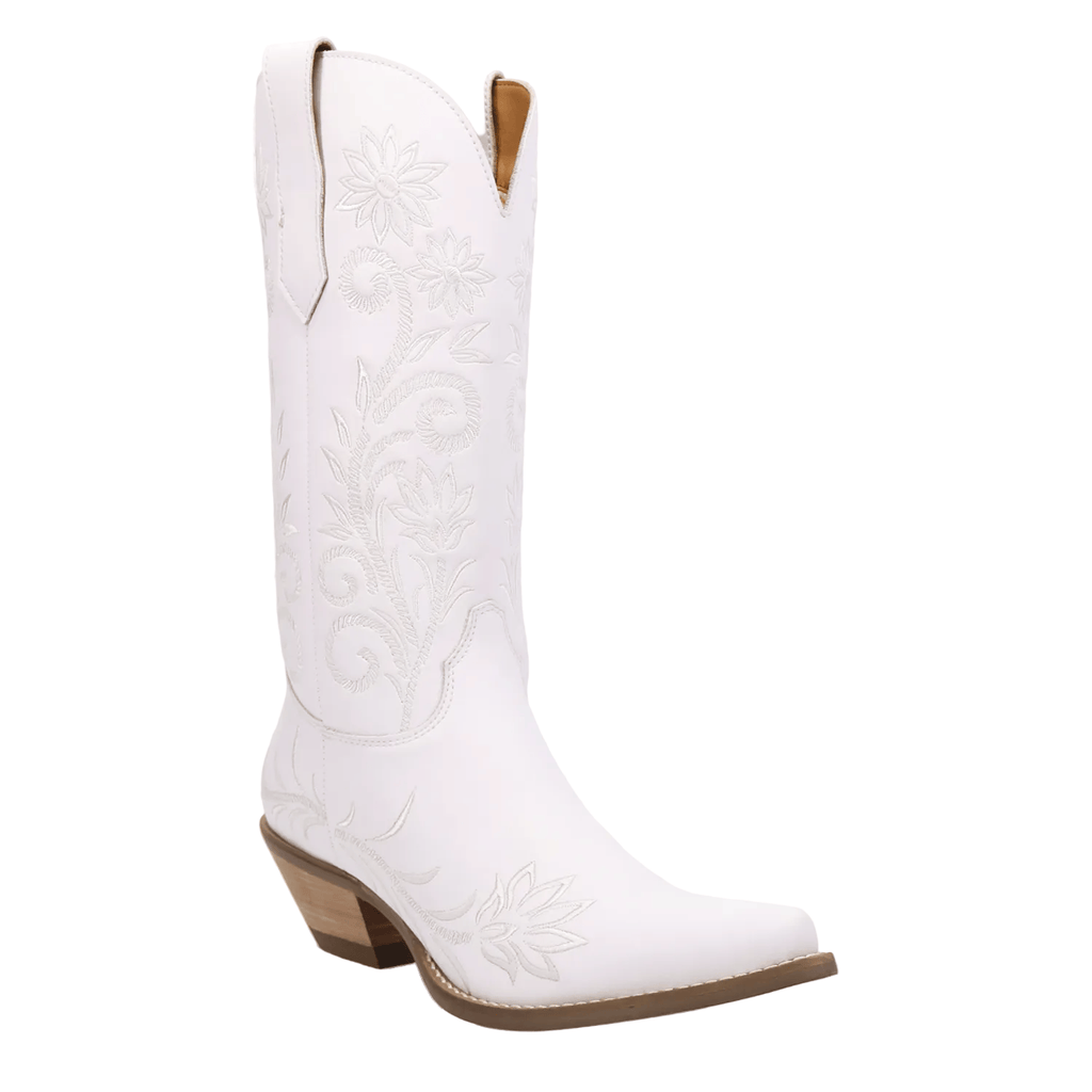 DINGO Boots Dingo Women's White Buttercup Floral Embroidered Western Boots DI2458-WH