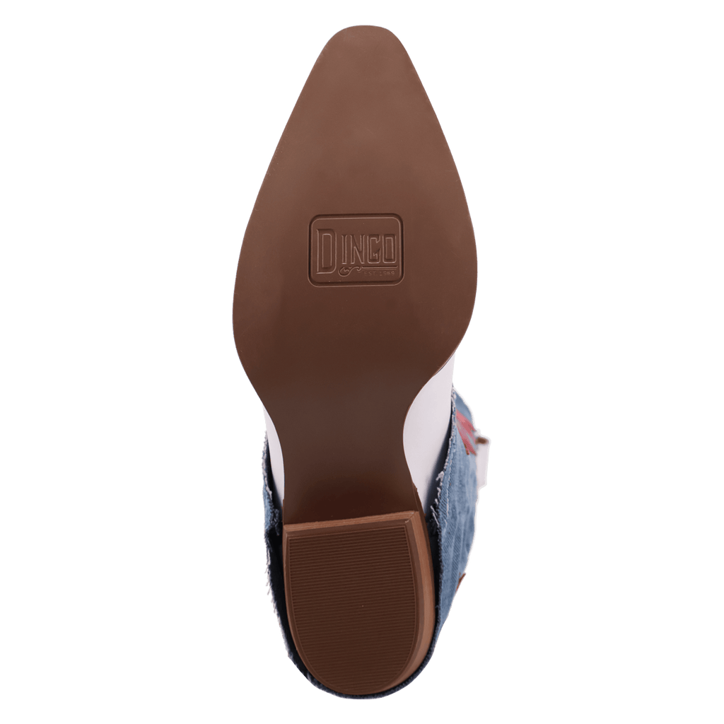 DINGO Boots Dingo Women's White & Denim Glory Days Western Boots DI1776-MU