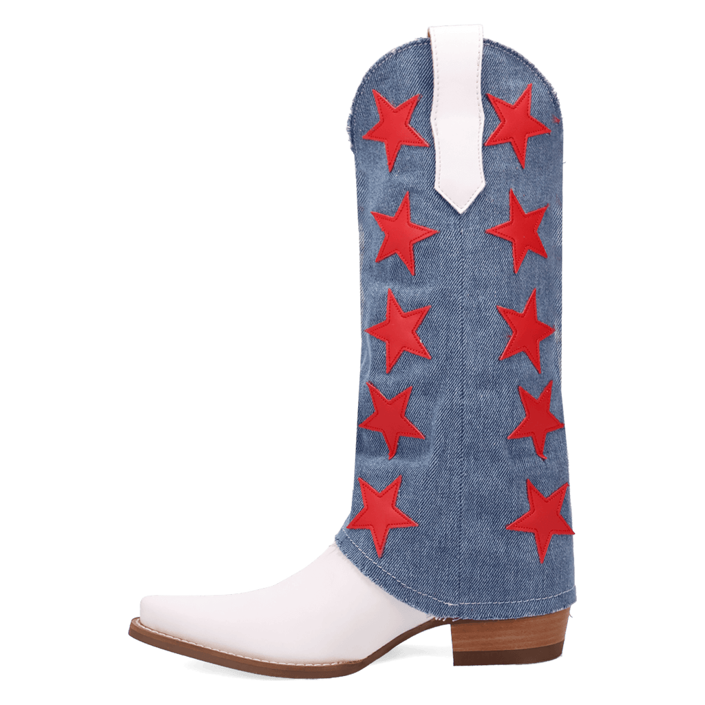DINGO Boots Dingo Women's White & Denim Glory Days Western Boots DI1776-MU