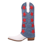 DINGO Boots Dingo Women's White & Denim Glory Days Western Boots DI1776-MU