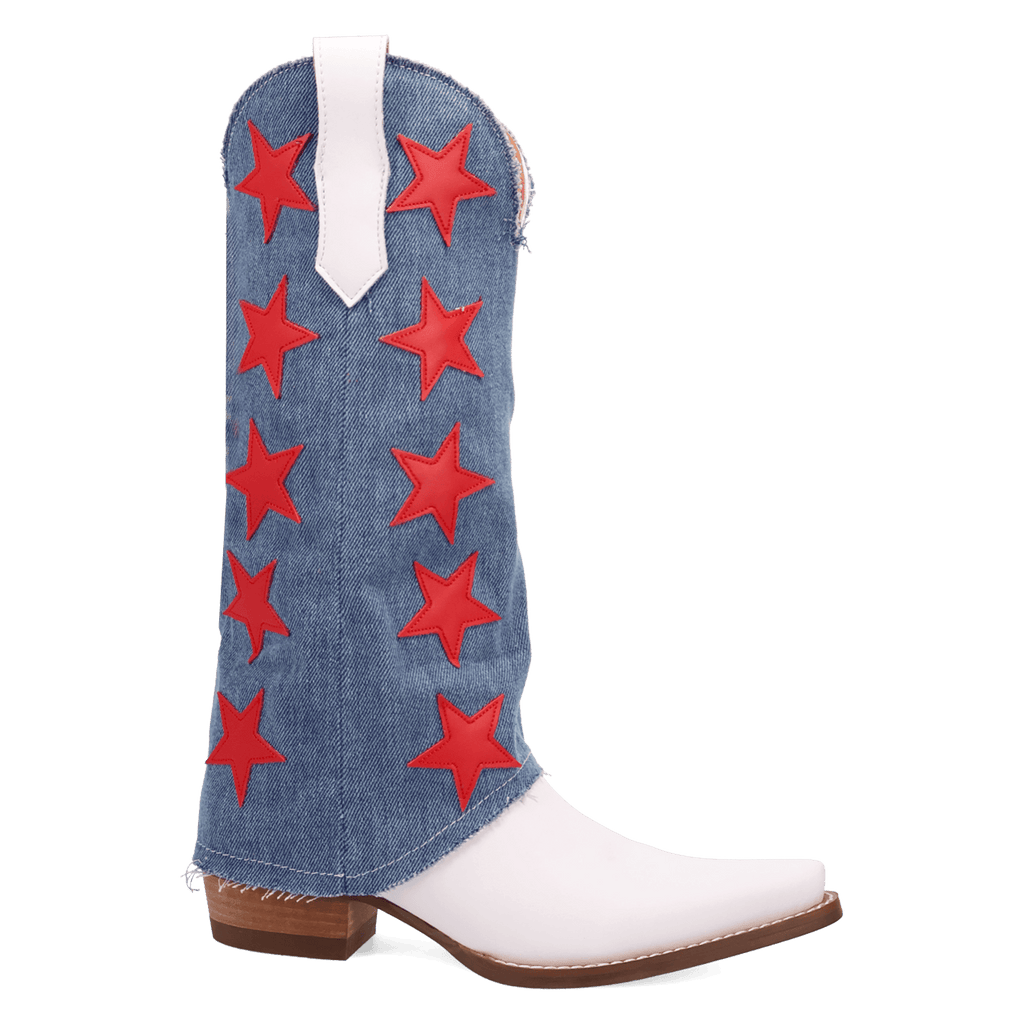 DINGO Boots Dingo Women's White & Denim Glory Days Western Boots DI1776-MU
