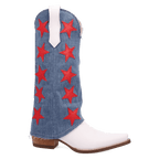 DINGO Boots Dingo Women's White & Denim Glory Days Western Boots DI1776-MU