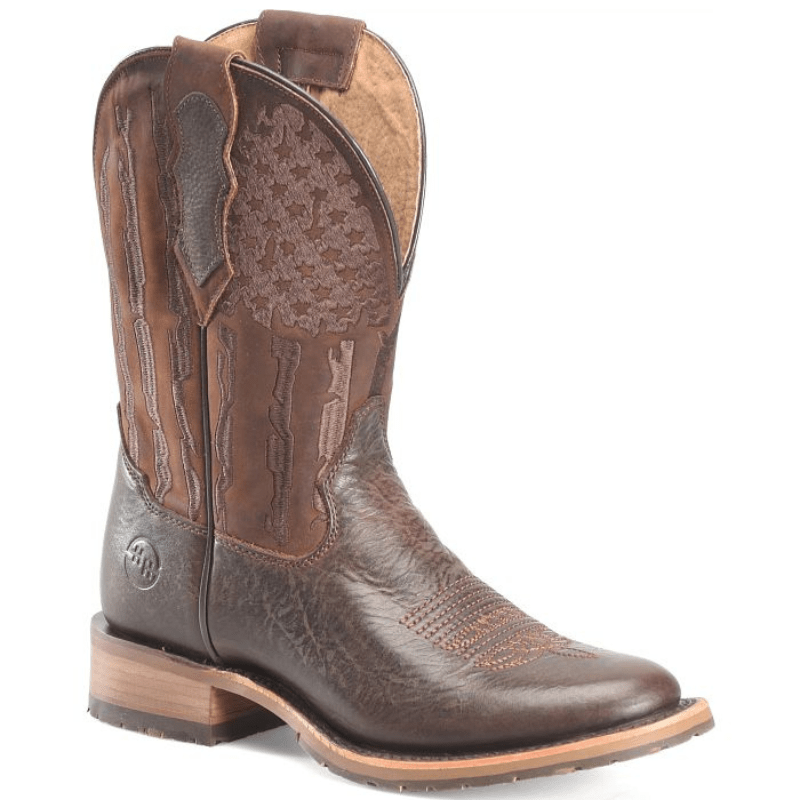 DOUBLE H Boots Double H Men's Beryl Dark Brown Roper Toe Western Boots DH7032