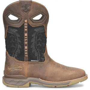 DOUBLE H Boots Double H Men's Phantom Rider Zenon Brown Square Toe Roper Work Boots DH5376