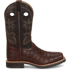 DOUBLE H Boots Double H Men's Wayne Chocolate Brown Gator Print Steel Toe Work Boots DH5225