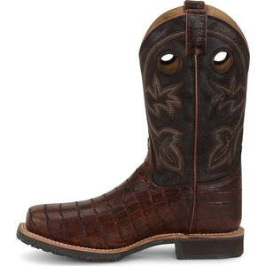 DOUBLE H Boots Double H Men's Wayne Chocolate Brown Gator Print Steel Toe Work Boots DH5225