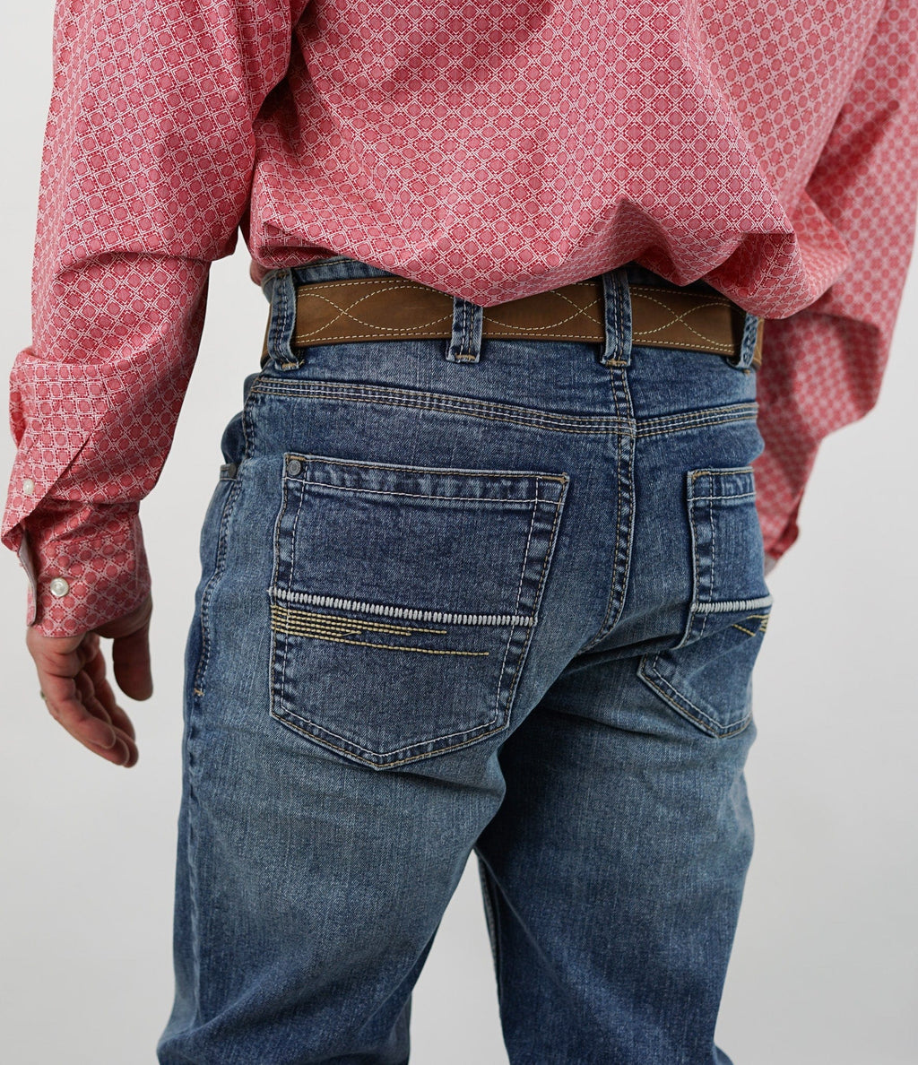 Drover Cowboy Threads Jeans Denim Jeans - Bunkhouse Fit - STRETCH Fabric, Relaxed, Mid-Rise, Straight Leg, Boot Cut (Mid Wash & Faded)