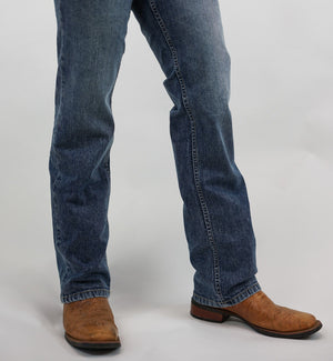 Drover Cowboy Threads Jeans Denim Jeans - Bunkhouse Fit - STRETCH Fabric, Relaxed, Mid-Rise, Straight Leg, Boot Cut (Mid Wash & Faded)