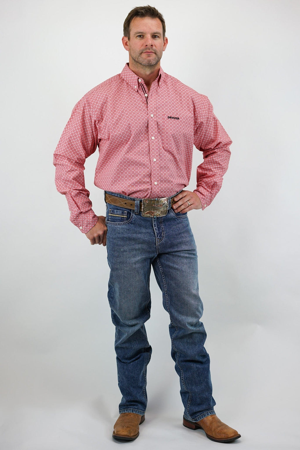 Drover Cowboy Threads Jeans Denim Jeans - Bunkhouse Fit - STRETCH Fabric, Relaxed, Mid-Rise, Straight Leg, Boot Cut (Mid Wash & Faded)