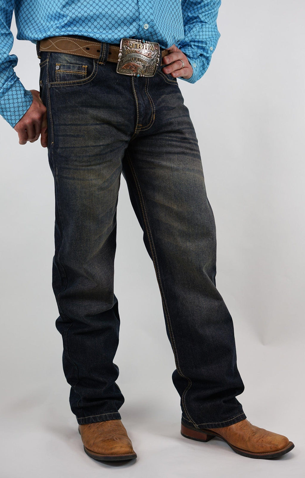 Drover Cowboy Threads Jeans Denim Jeans - Canyon Fit - Relaxed, Mid-Rise, Straight Leg, Boot Cut (Dark Washed & Faded)
