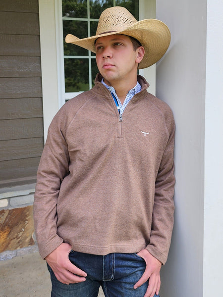 1/4 Zip Pullover - Solid - Khaki Brown – Russell's Western