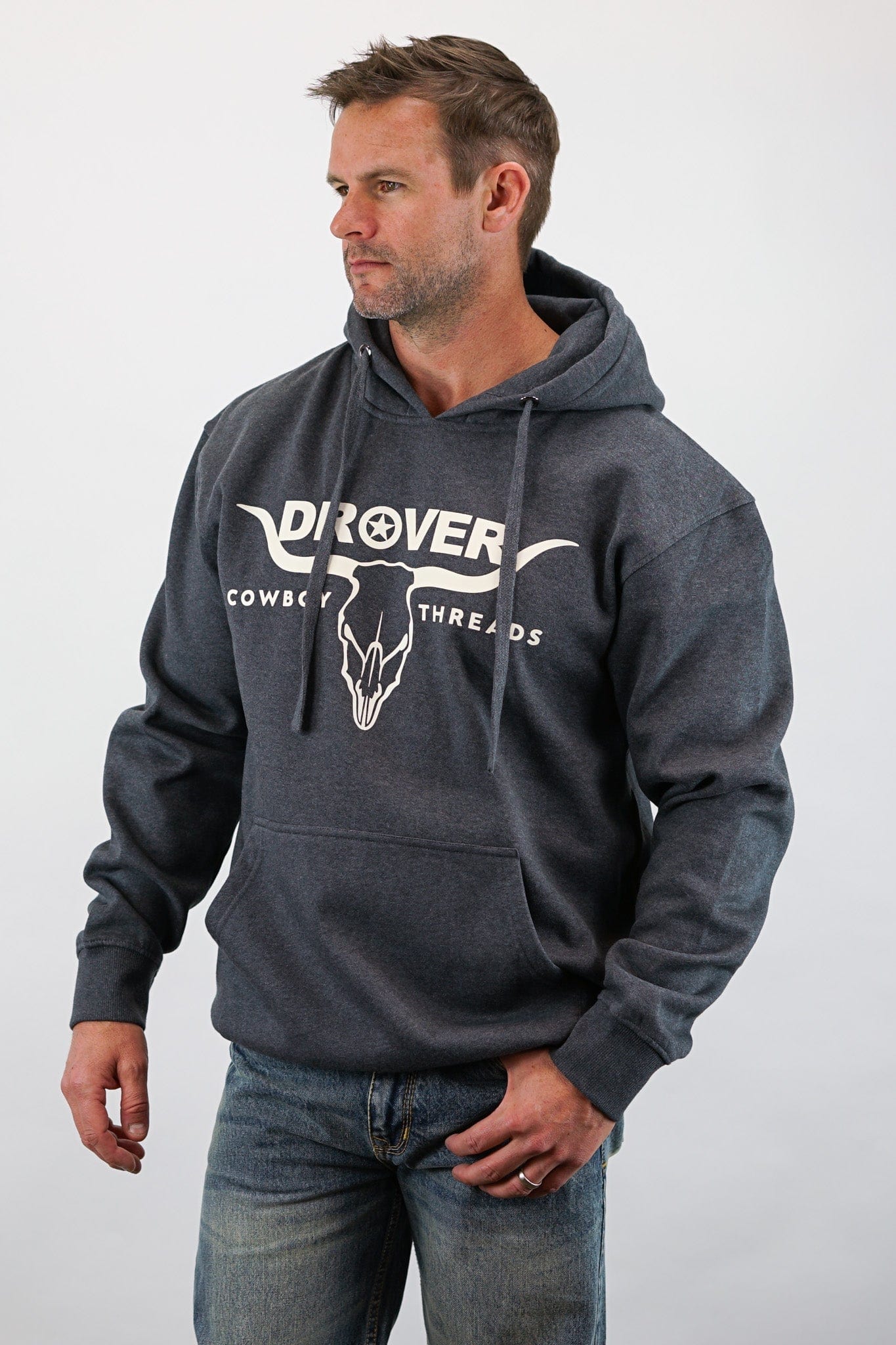 Drover Cowboy Threads Outerwear Hoodie, Drover Logo -Graphite Color