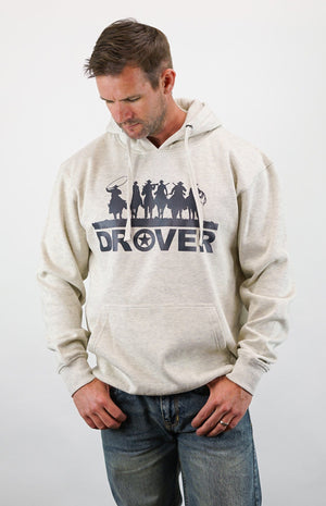 Drover Cowboy Threads Outerwear Hoodie - Riding Cowboys Print, Oatmeal Color