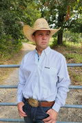 Drover Cowboy Threads Shirts Signature Series - Ambush - Print, Option Cuff, Classic Fit Shirt (White w/ Black Flowers)