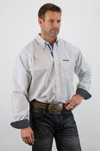 Drover Cowboy Threads Shirts Signature Series - Ambush - Print, Option Cuff, Classic Fit Shirt (White w/ Black Flowers)