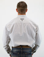 Drover Cowboy Threads Shirts Signature Series - Ambush - Print, Option Cuff, Classic Fit Shirt (White w/ Black Flowers)