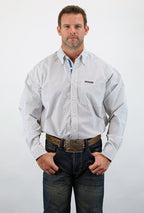 Drover Cowboy Threads Shirts Signature Series - Ambush - Print, Option Cuff, Classic Fit Shirt (White w/ Black Flowers)