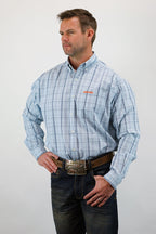 Drover Cowboy Threads Shirts Signature Series - Banjo - Blue with Blue, Plaid, Option Cuff, Classic Fit Shirt