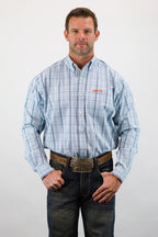 Drover Cowboy Threads Shirts Signature Series - Banjo - Blue with Blue, Plaid, Option Cuff, Classic Fit Shirt