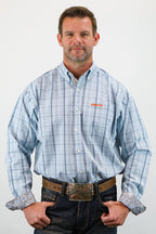 Drover Cowboy Threads Shirts Signature Series - Banjo - Blue with Blue, Plaid, Option Cuff, Classic Fit Shirt
