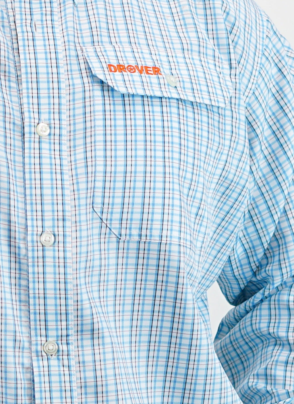 Drover Cowboy Threads Shirts Signature Series - Bonanza - Wrinkle Free, Vent, Print, Classic Fit Shirt (Blue Plaid)