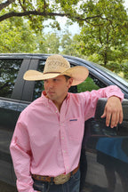 Drover Cowboy Threads Shirts Signature Series - Bounty - Print, Option Cuff, Classic Fit Shirt (Pink Diamonds)