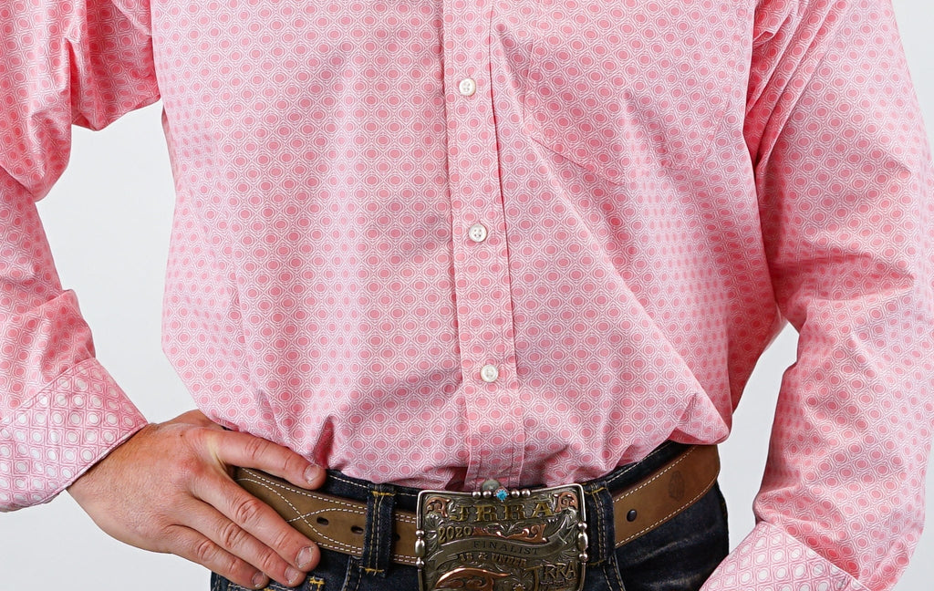 Drover Cowboy Threads Shirts Signature Series - Bounty - Print, Option Cuff, Classic Fit Shirt (Pink Diamonds)