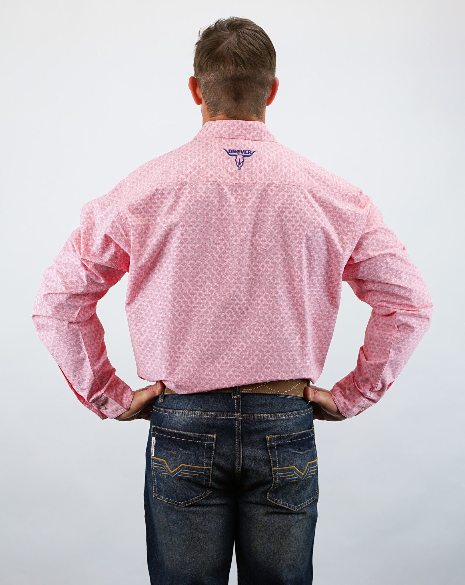 Drover Cowboy Threads Shirts Signature Series - Bounty - Print, Option Cuff, Classic Fit Shirt (Pink Diamonds)