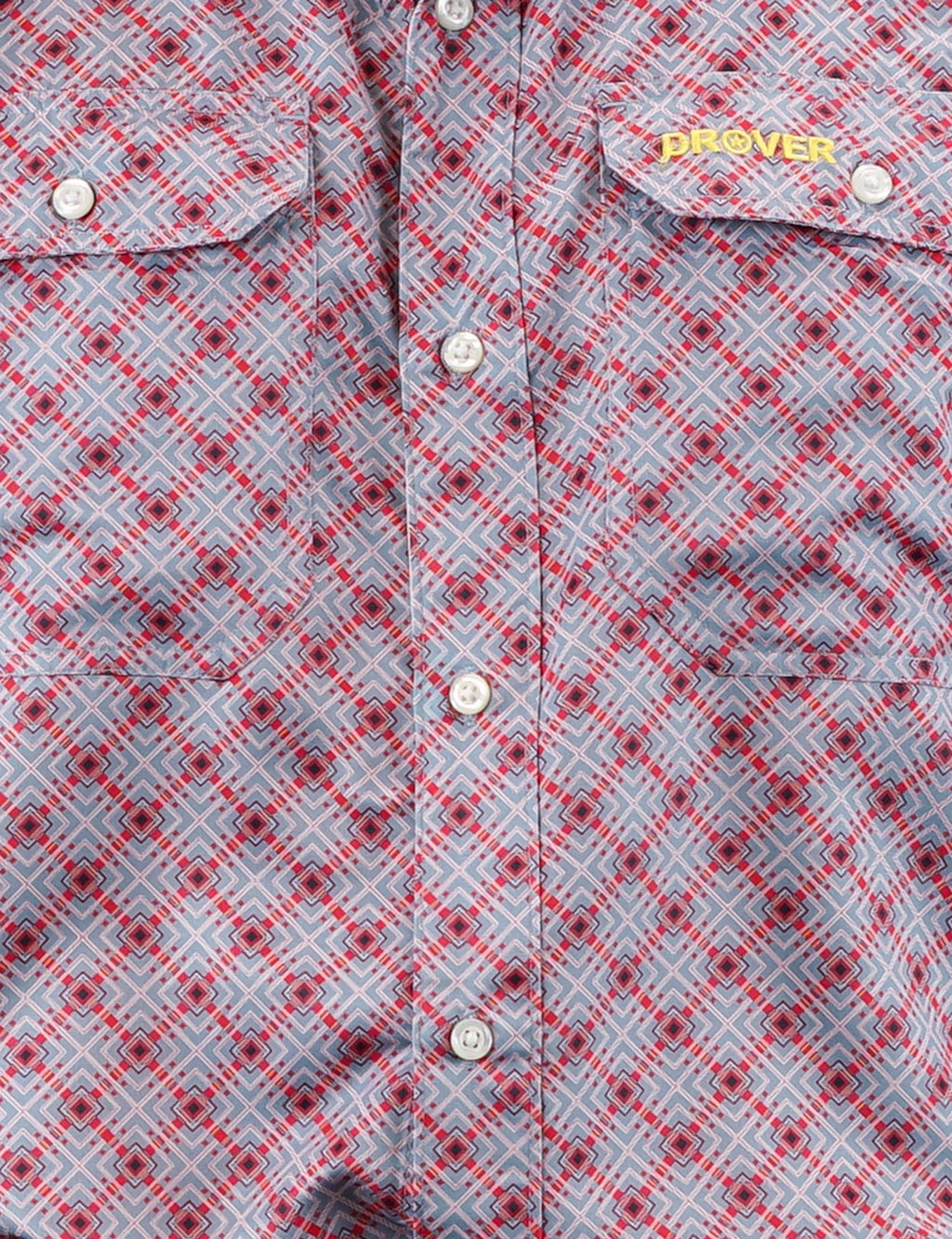 Drover Cowboy Threads Shirts Signature Series - Corral - Vented, Moisture Wicking, Red and Gray Print, Classic Fit Vented Shirt