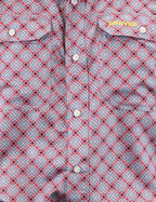 Drover Cowboy Threads Shirts Signature Series - Corral - Vented, Moisture Wicking, Red and Gray Print, Classic Fit Vented Shirt