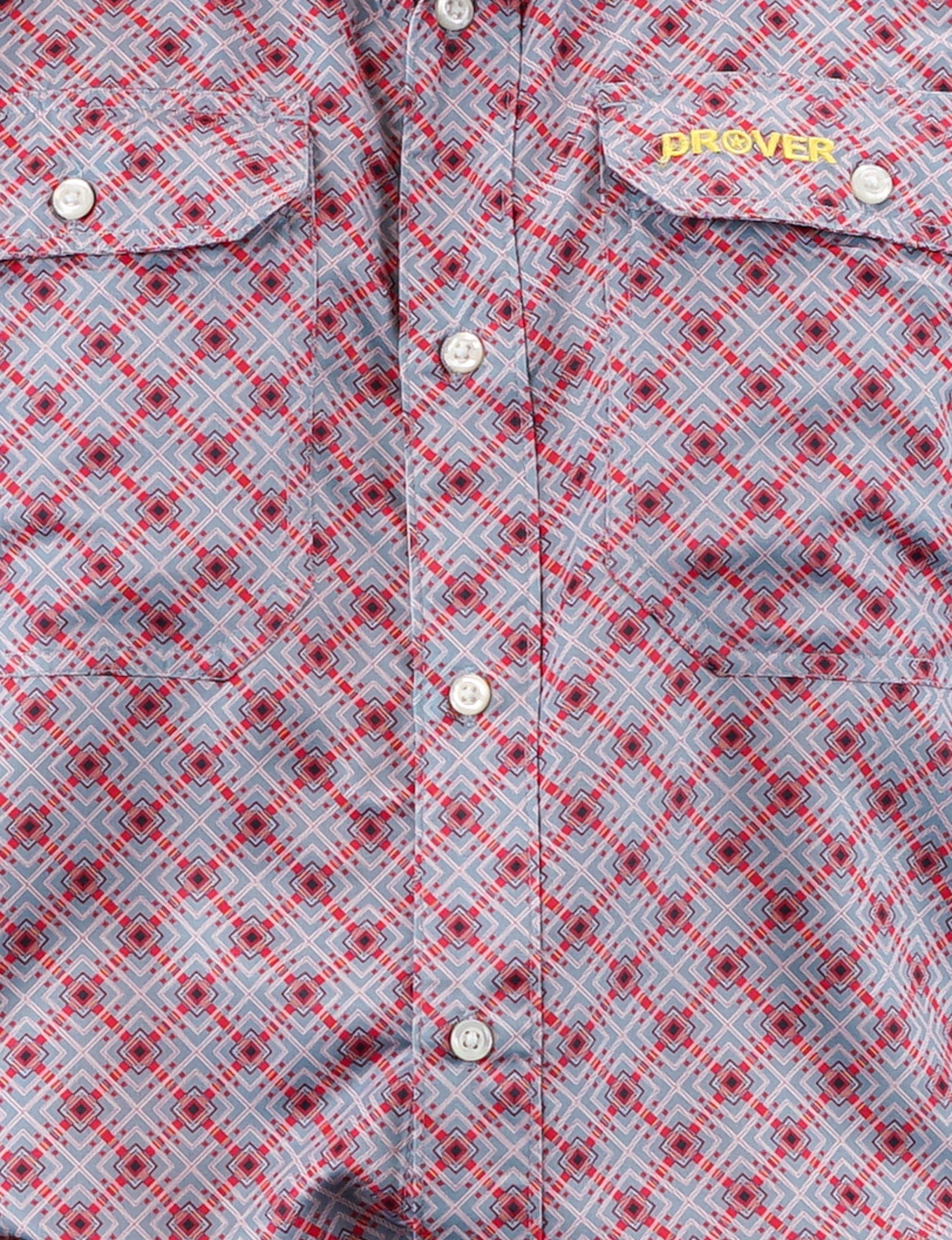 Drover Cowboy Threads Shirts Signature Series - Corral - Vented, Moisture Wicking, Red and Gray Print, Classic Fit Vented Shirt