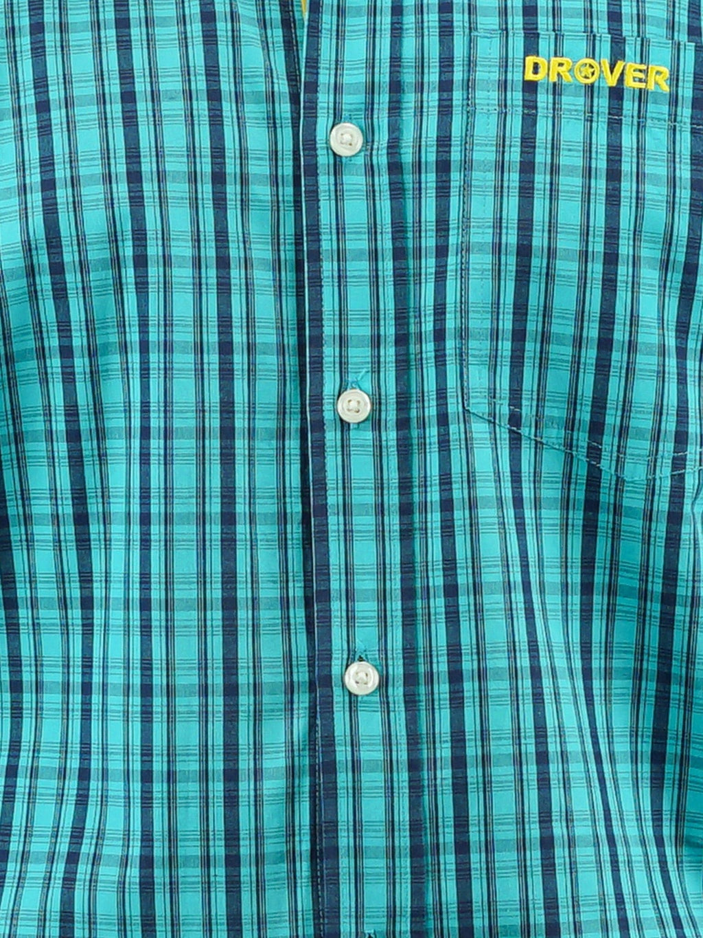 Drover Cowboy Threads Shirts Signature Series - Longhorn - Turquoise and Blue Plaid, Option Cuff, Classic Fit Shirt