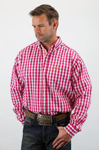 Drover Cowboy Threads Shirts Signature Series - Mustang - Print, Option Cuff, Classic Fit Shirt (Maroon Check)