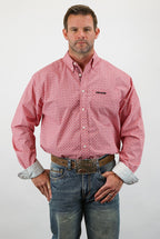 Drover Cowboy Threads Shirts Signature Series - Open Range - Print, Option Cuff, Classic Fit Shirt (Red Diamonds)