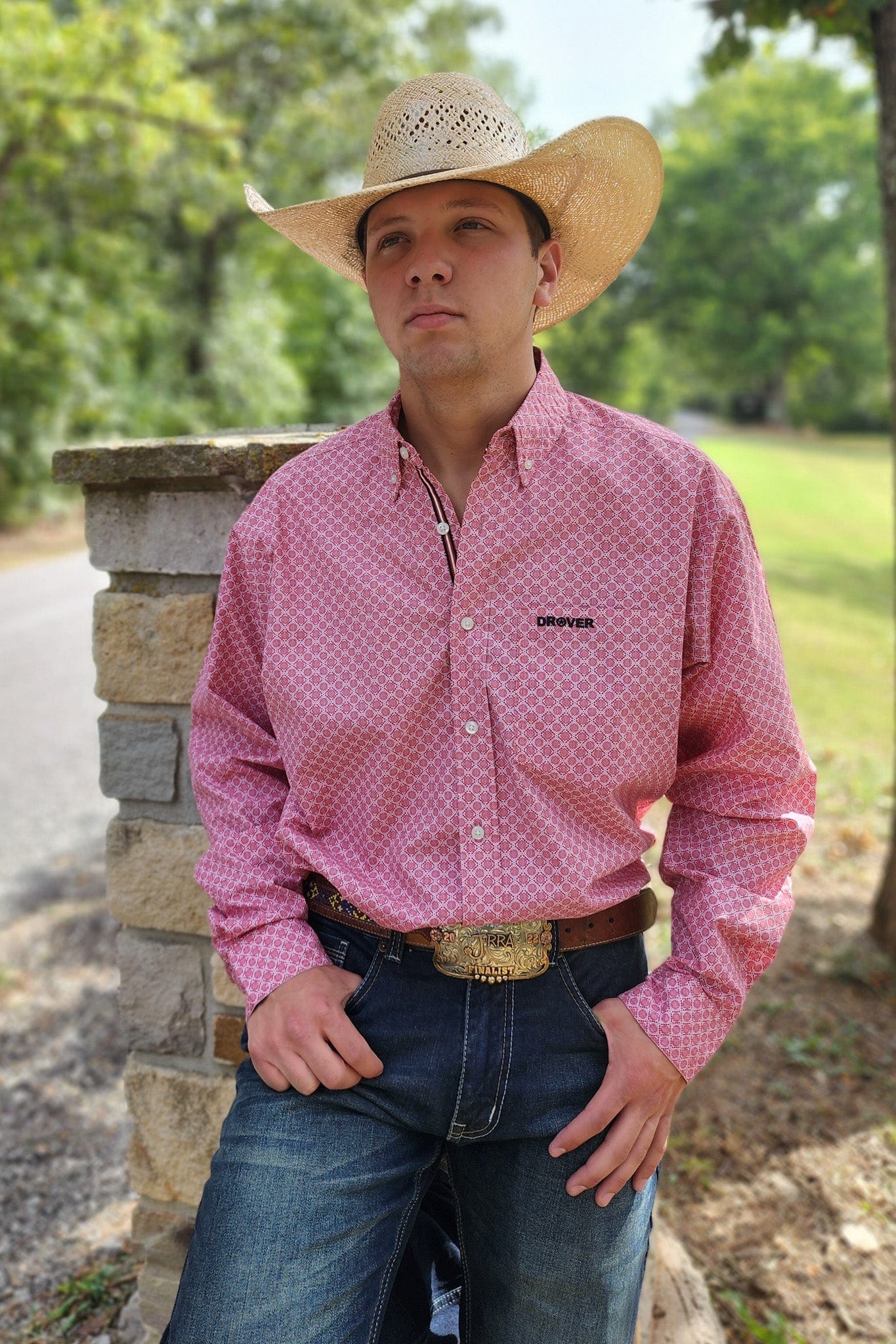 Drover Cowboy Threads Shirts Signature Series - Open Range - Print, Option Cuff, Classic Fit Shirt (Red Diamonds)