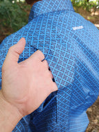 Drover Cowboy Threads Shirts Signature Series - Scout - Vented, Moisture Wicking, Blue and Slate Gray Print, Classic Fit Vent Shirt