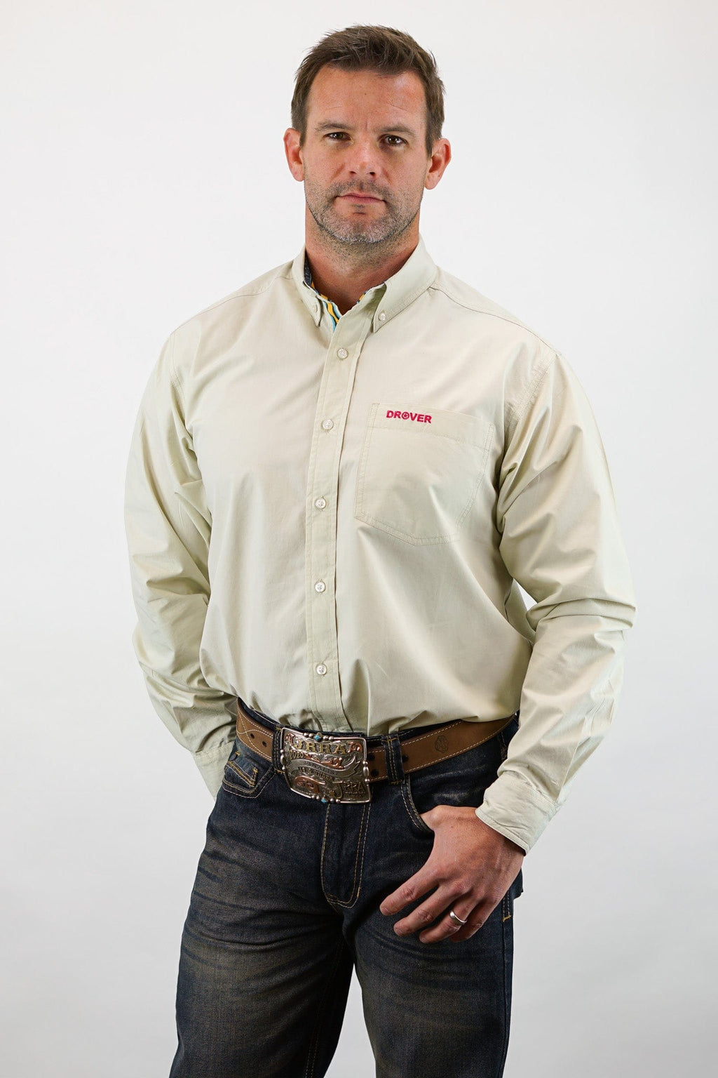 Drover Cowboy Threads Shirts Signature Series - Sidewinder - Solid Oatmeal, Option Cuff, Classic Fit Shirt